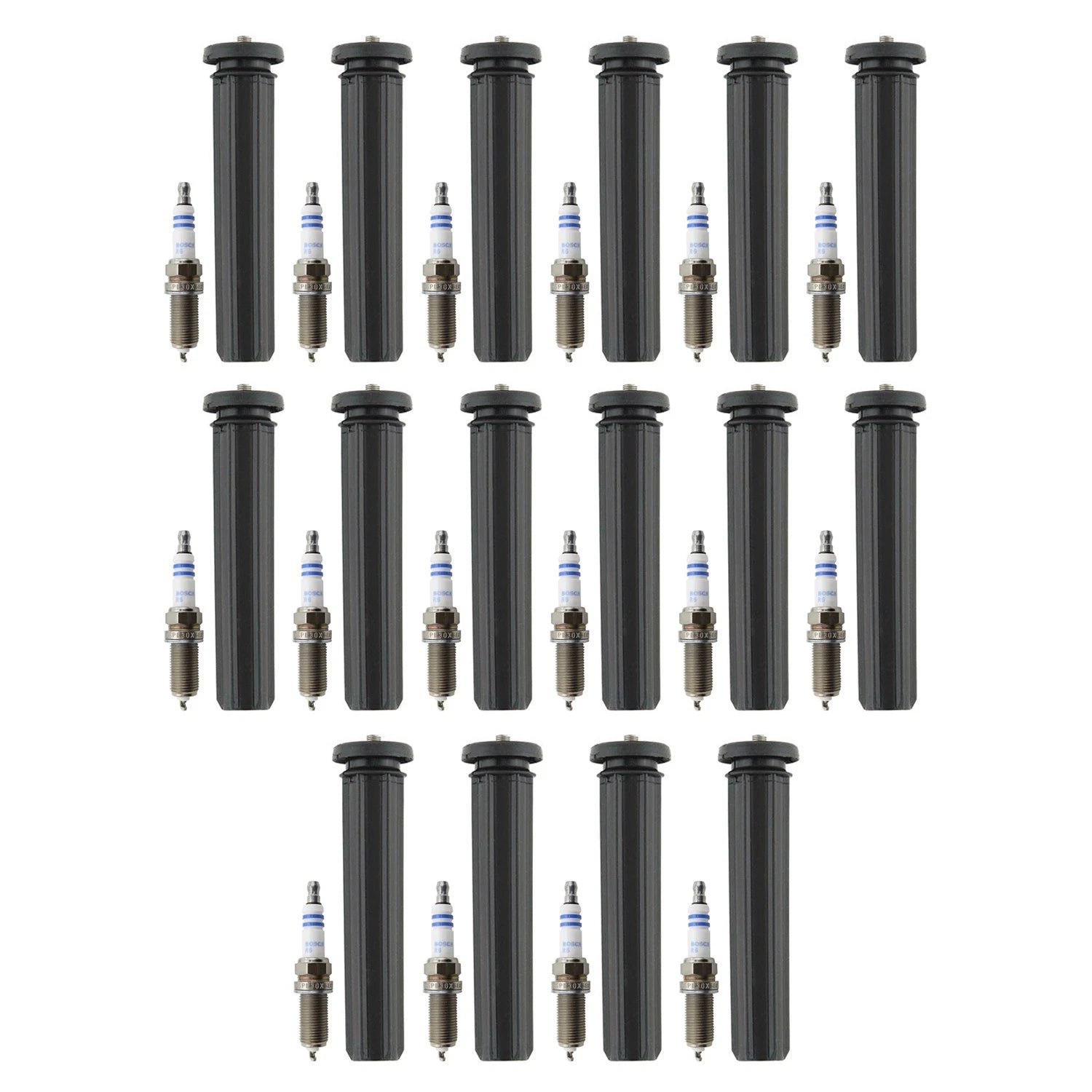 Set of 16 Platinum Spark Plugs & Denso Coil Boot Kit for Charger Durango V8