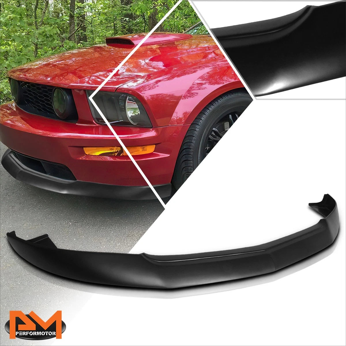 IKC Style Matte Black Front Bumper Lip Spoiler Kit for Ford Mustang (2005–2009)