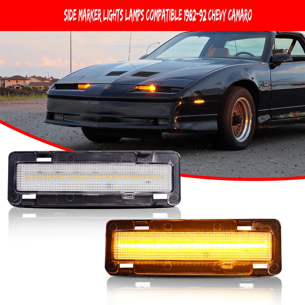 Clear Lens Front Side Marker Lights for Chevy Camaro, Pontiac Firebird (1982–1992)