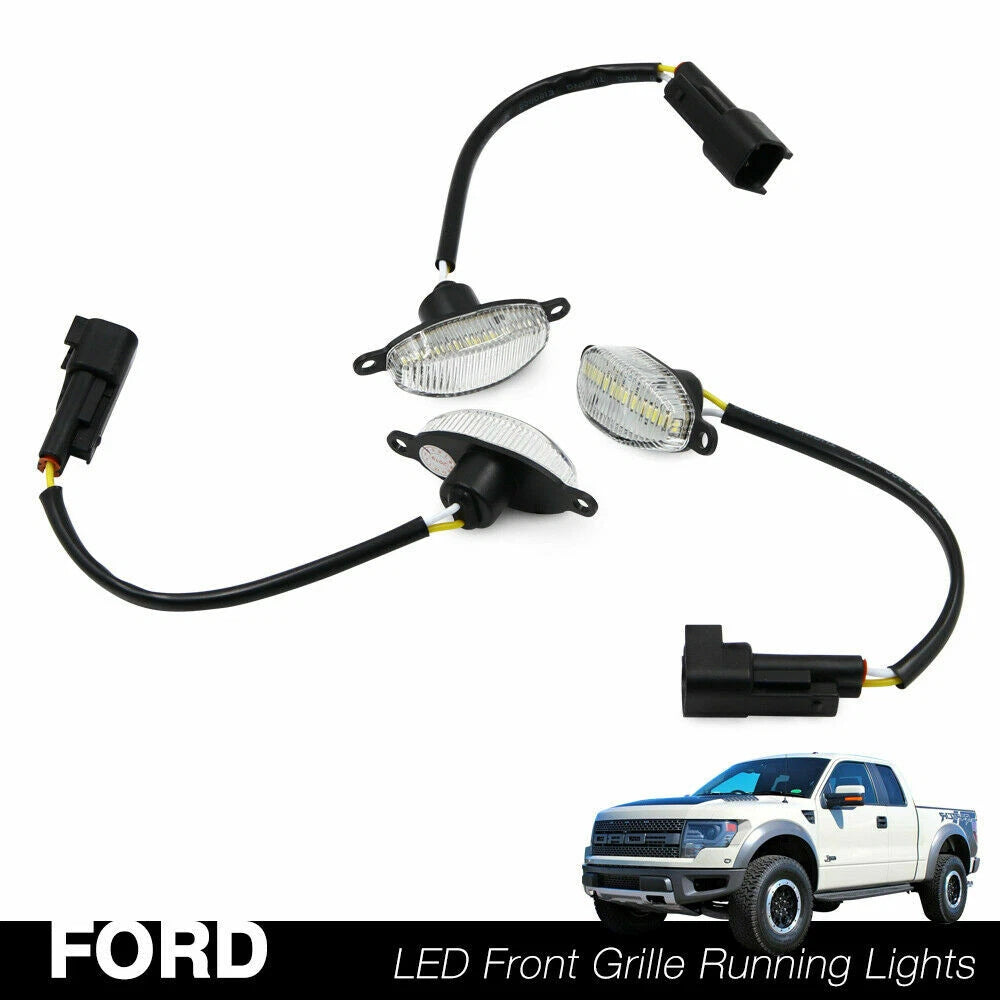 3X Clear Lens Amber LED Front Grille Running Light for Ford F150 Raptor (2010–2014)