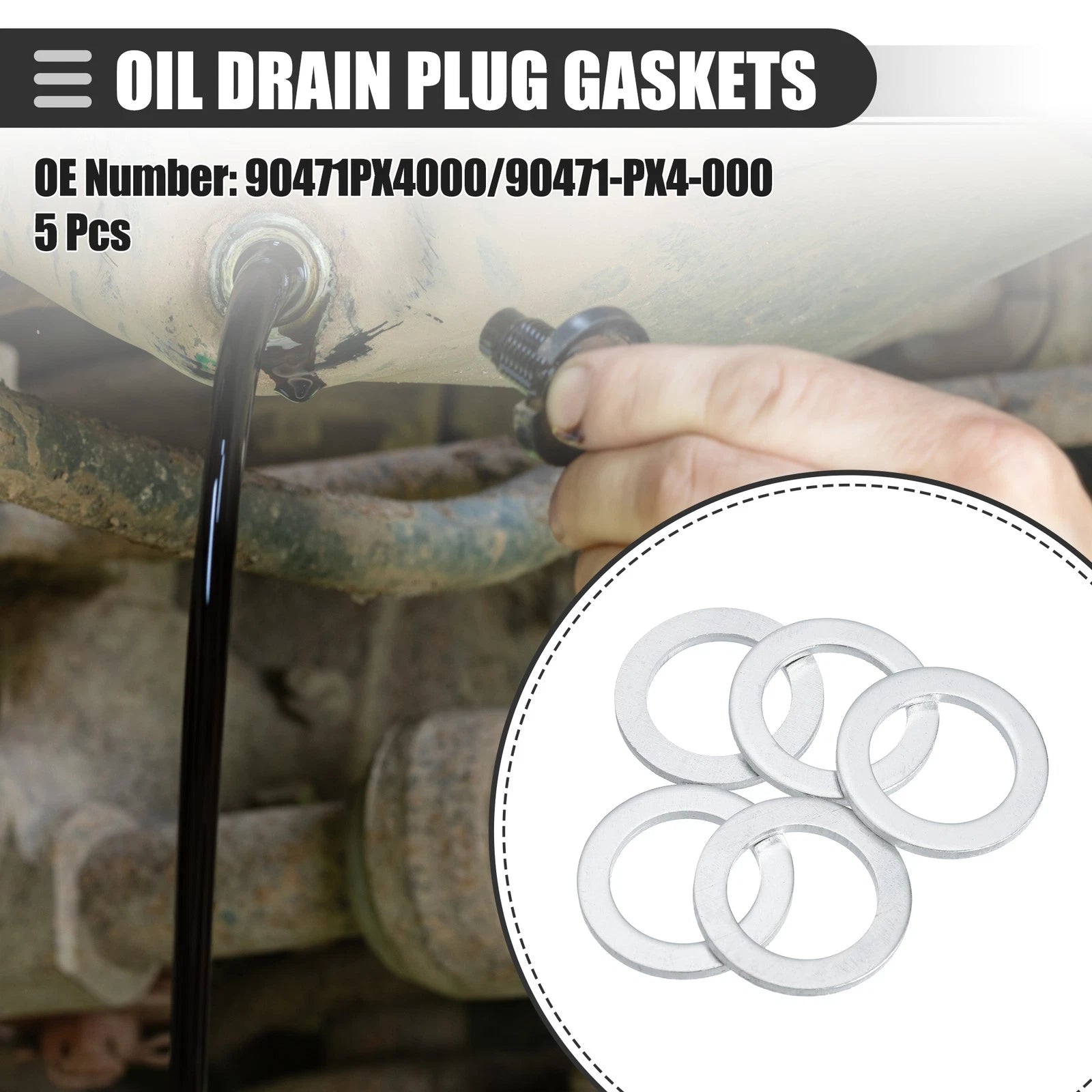 5 Pcs Oil Drain Plug Gaskets for Honda Element (2003–2011) No. 90471PX4000