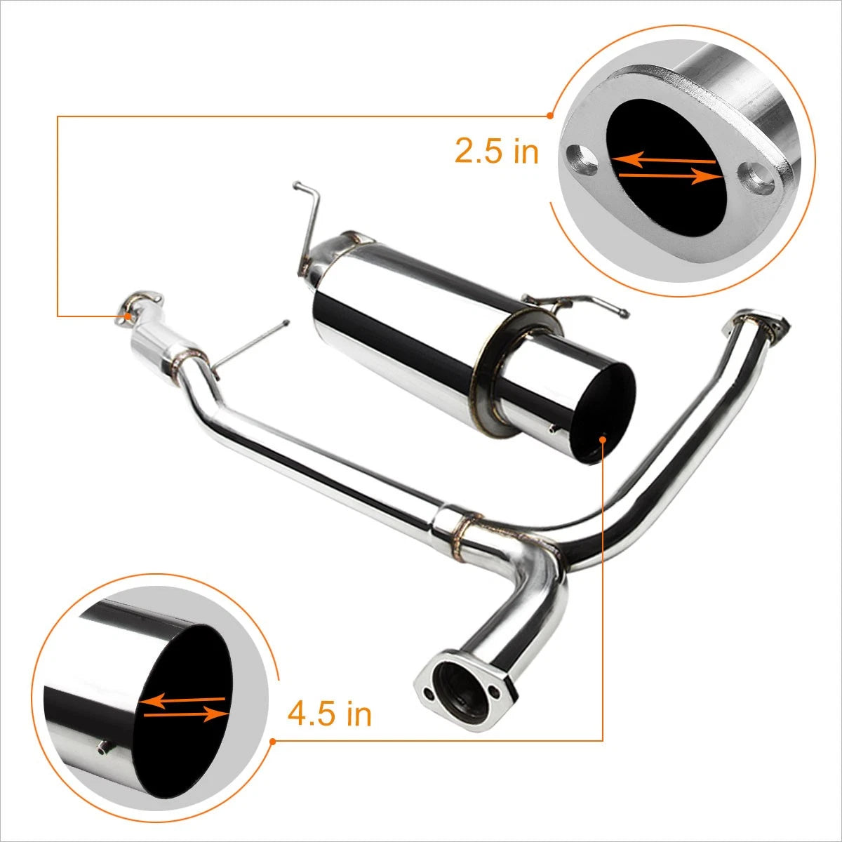 Catback Exhaust System for Honda Accord 3.0L V6 (1998–2002) - Dual 4.5" Tip