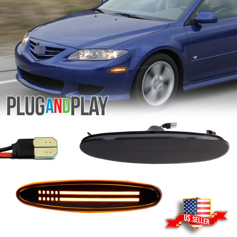Smoked Lens Amber LED Side Marker Lights for Mazda 6 MPS (2003–2008)
