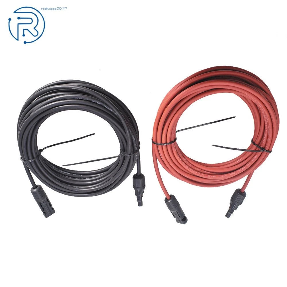 1 Pair 30 Feet 12AWG Solar Panel Extension Cable Connector for Solar Systems