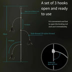 Fly Lure Rig with Floating Silicone Wings and 3 Hooks for Fishing