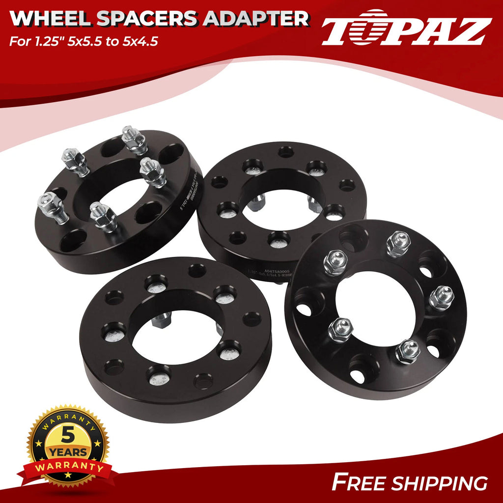 5x5.5 to 5x4.5 Wheel Adapters for Various Models (1.25" Thick)