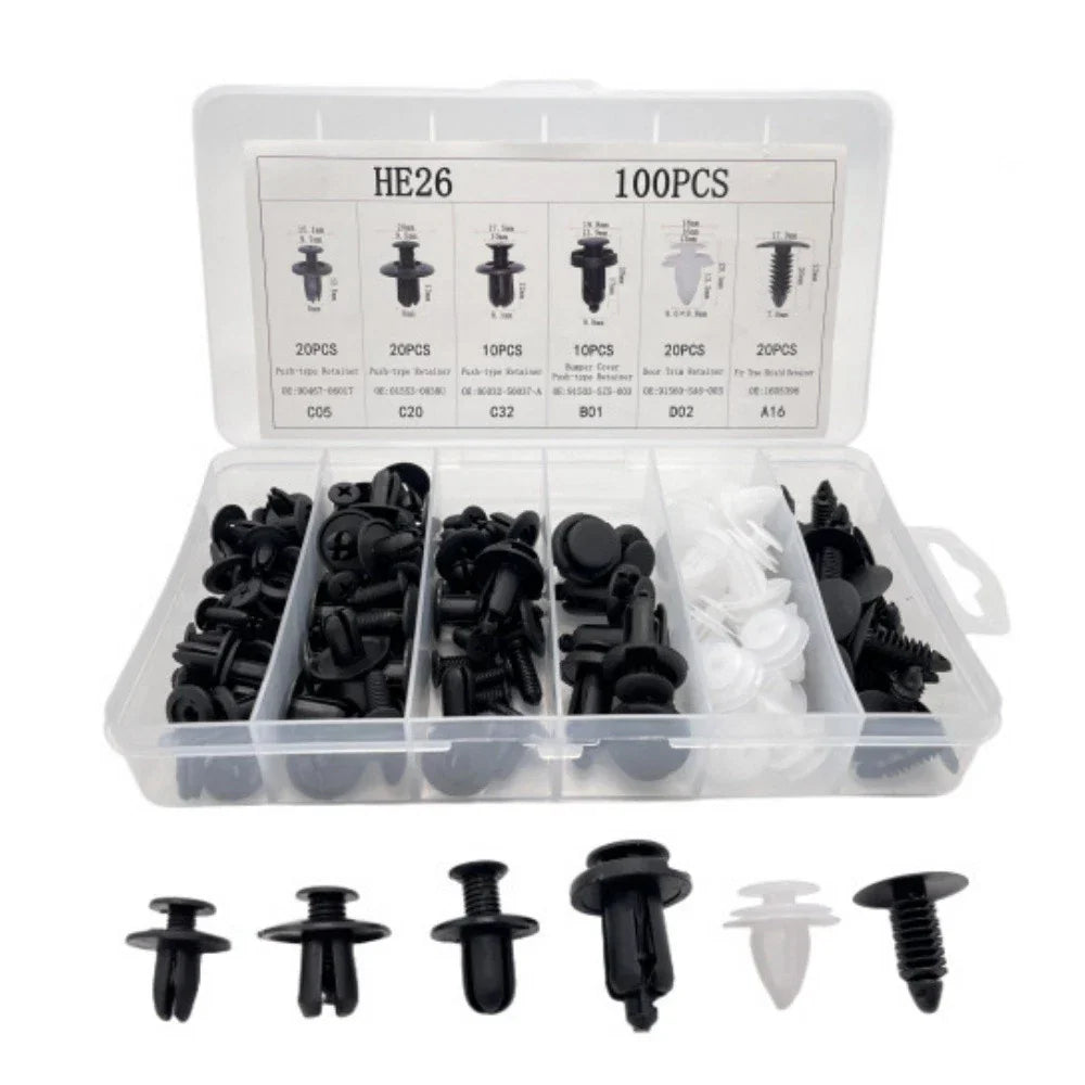 100Pcs Body Push Retainer Pins for Bumper Door Trim Panel Fasteners