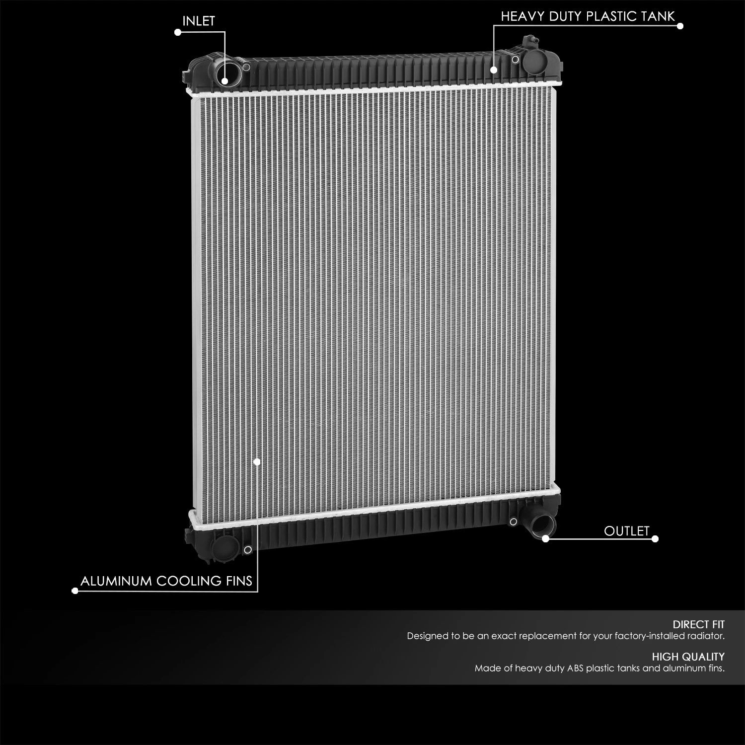 Aluminum 2-Row Core Radiator for Freightliner Business Class M2 (2002–2014)