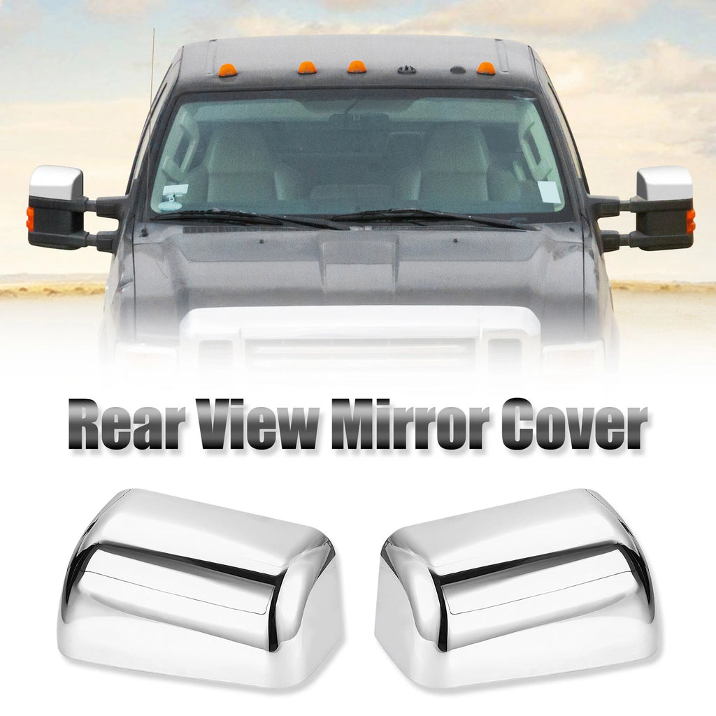 Set of 2 Chrome Mirror Covers for Ford F250 F350 F450 F550 (2008–2016)