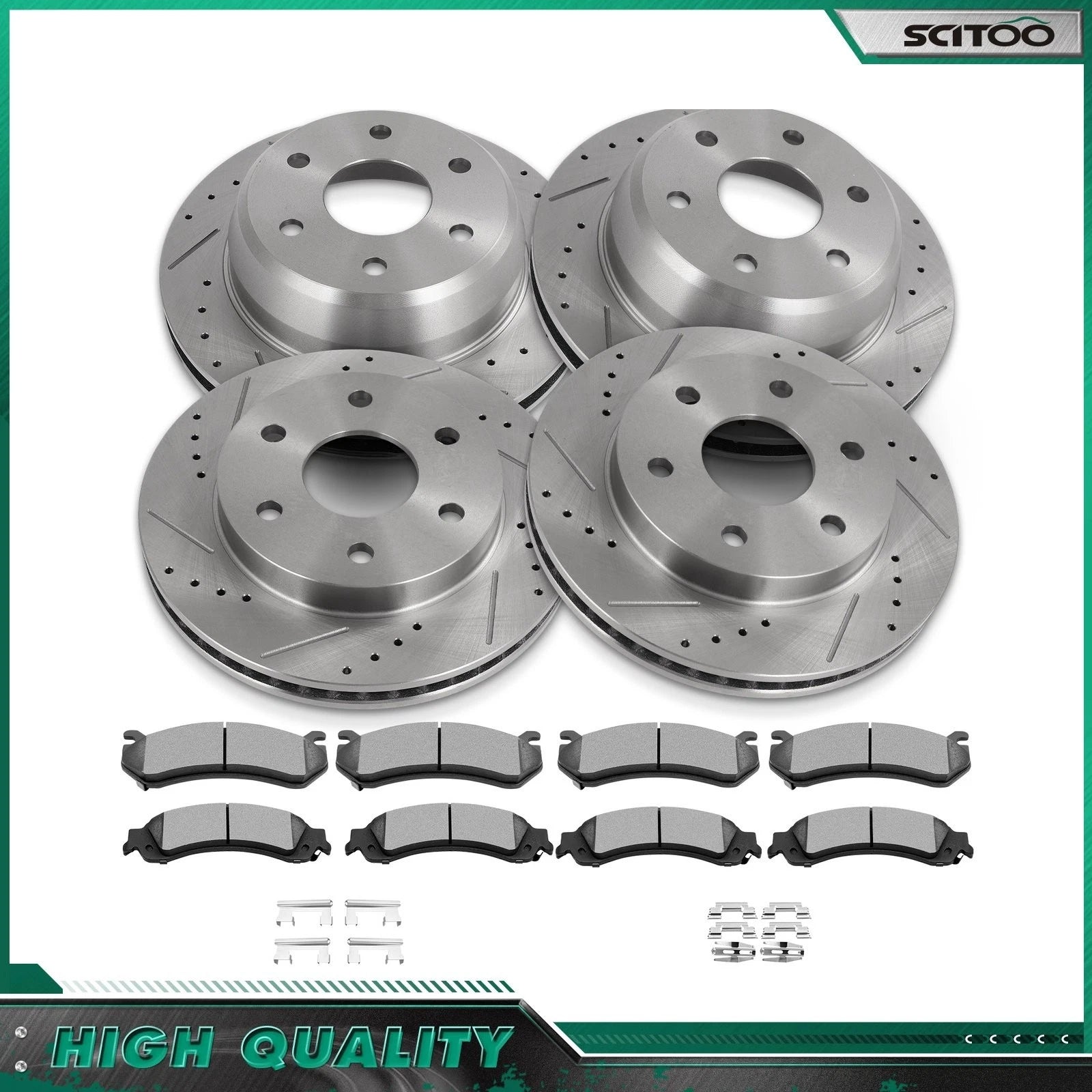 Front & Rear Brake Rotors & Pads for Chevrolet Tahoe GMC Yukon XL 1500 (2001–2002)