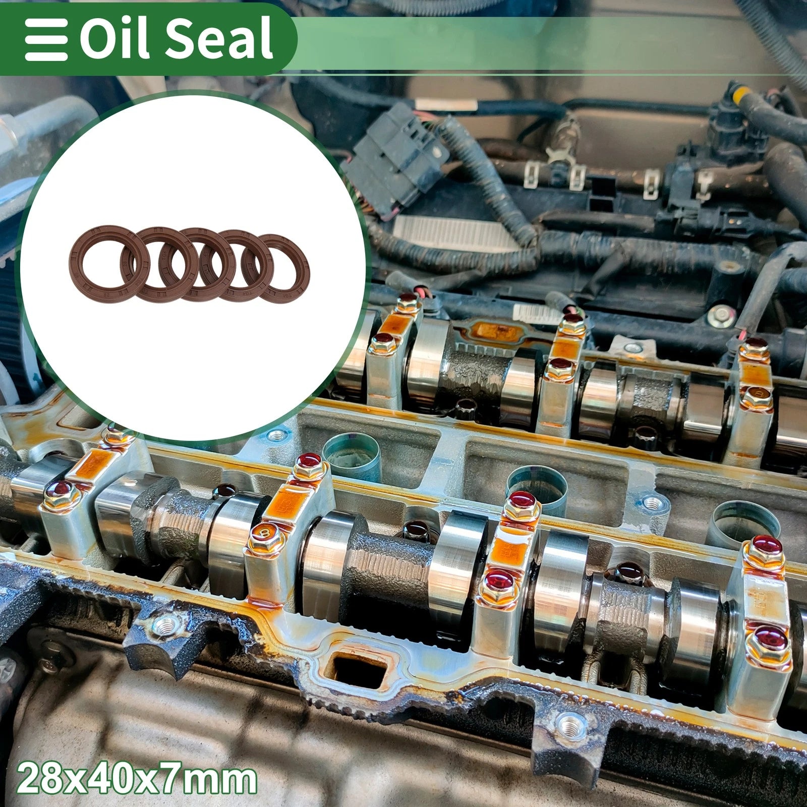 Oil Seal FKM Rubber 28x40x7mm for Various Models (5 Pcs)