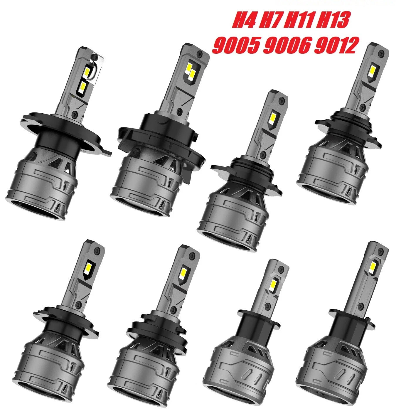 Set of 6 LED Headlight Bulbs H4 H7 H11 H13 9012 9006 9005 13000LM