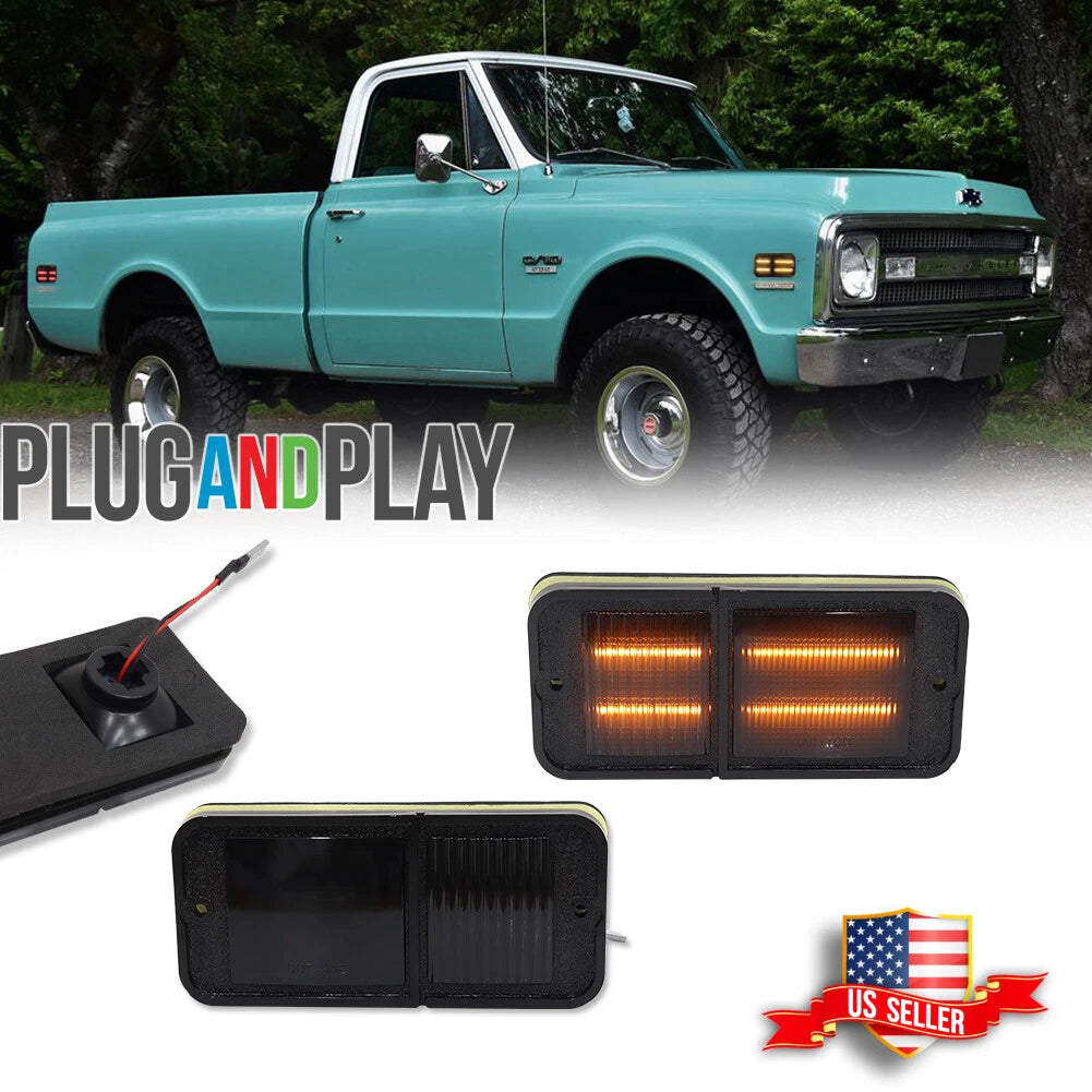 Smoked LED Side Marker Lights for Chevrolet GMC C/K Trucks (1968–1972)