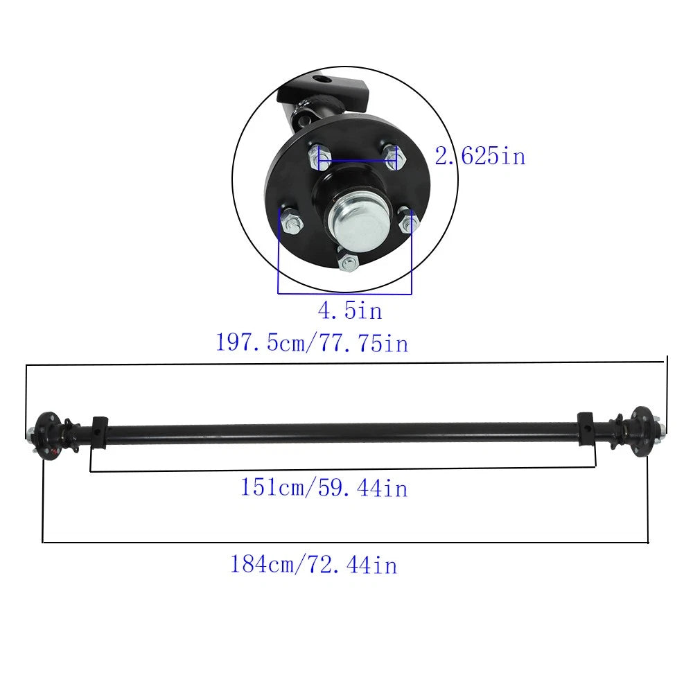 U-Bolt Kit for 5 Lug 4.5" Hub Face Wide Frame (73" Spring Center)