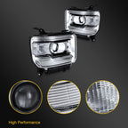 Headlight Assembly for GMC Sierra 1500 (2014–2019) Chrome Housing