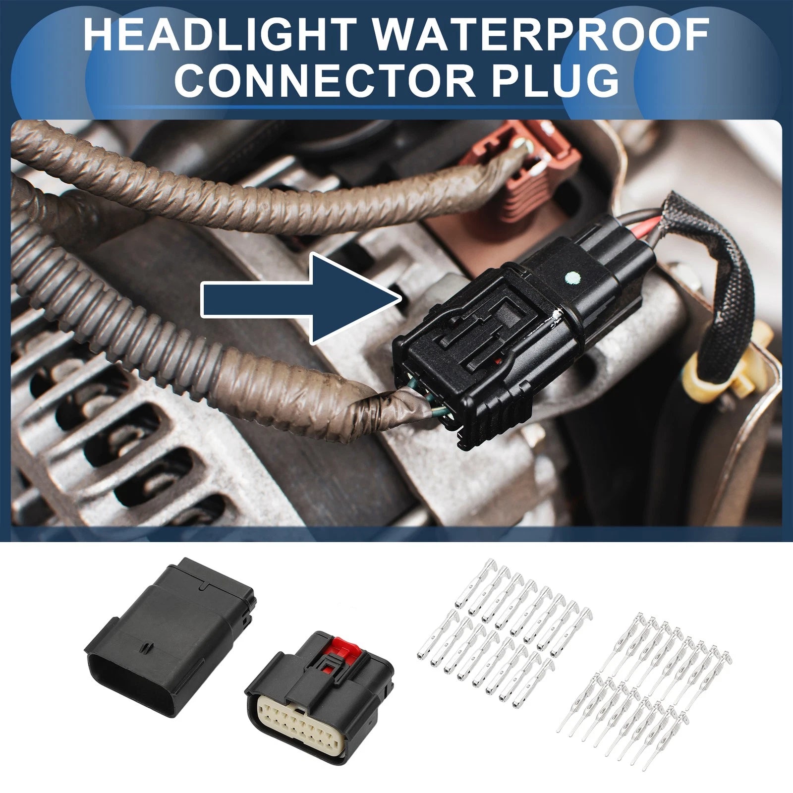 16 Pin Headlight Waterproof Connector Plug for Ford Mondeo 