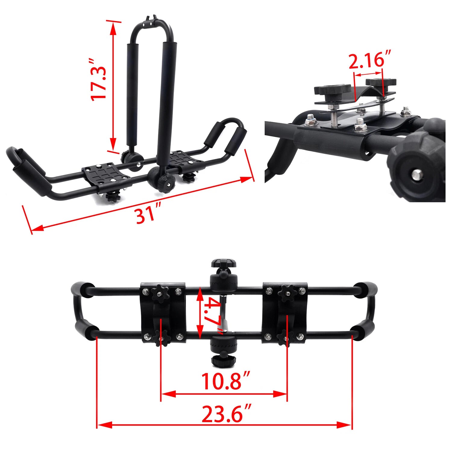 1 Pair Universal Roof W-Bar Rack for Kayak Boat Canoe Carrier