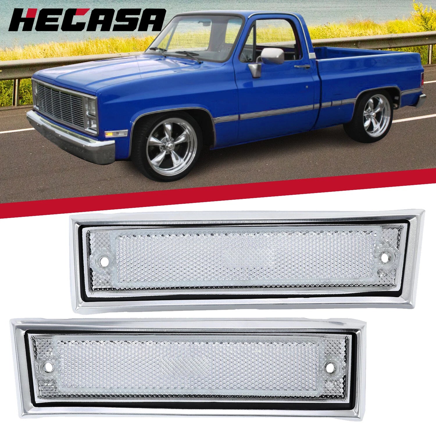 Pair Front Signal Side Marker Lights for GMC Chevy Pickup (1981–1991)
