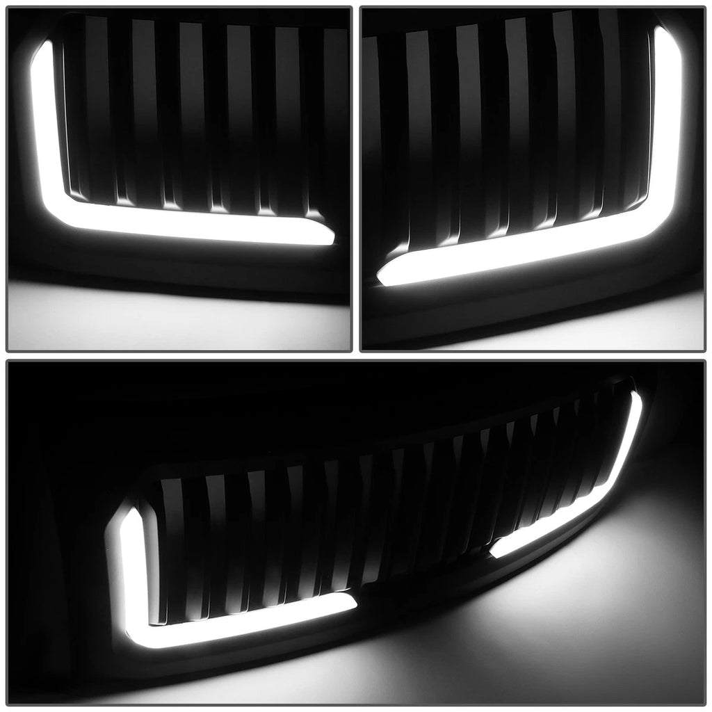 LED Badgeless Vertical Slat Matte Front Hood Grille Frame for F-150 (2009–2014)