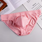 Breathable Cotton Briefs for Men (Low Waist, Sexy Pouch) - Blue, Grey, Pink