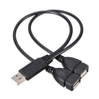USB Y Splitter Cable Connector for Dual USB Female Jack (2.0A)