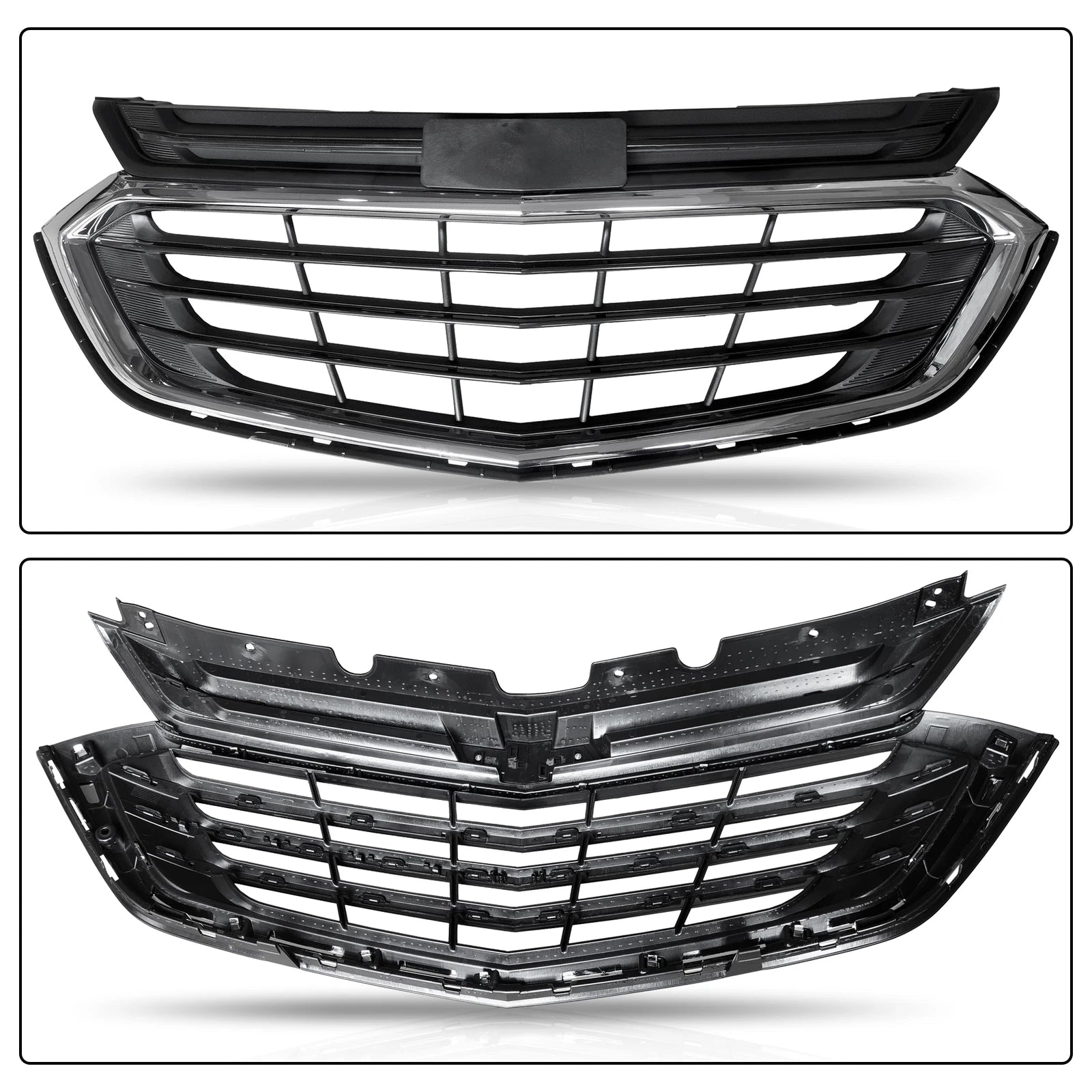 Front Bumper Upper Grille for Chevrolet Equinox (2018–2021) Black Chrome Trim