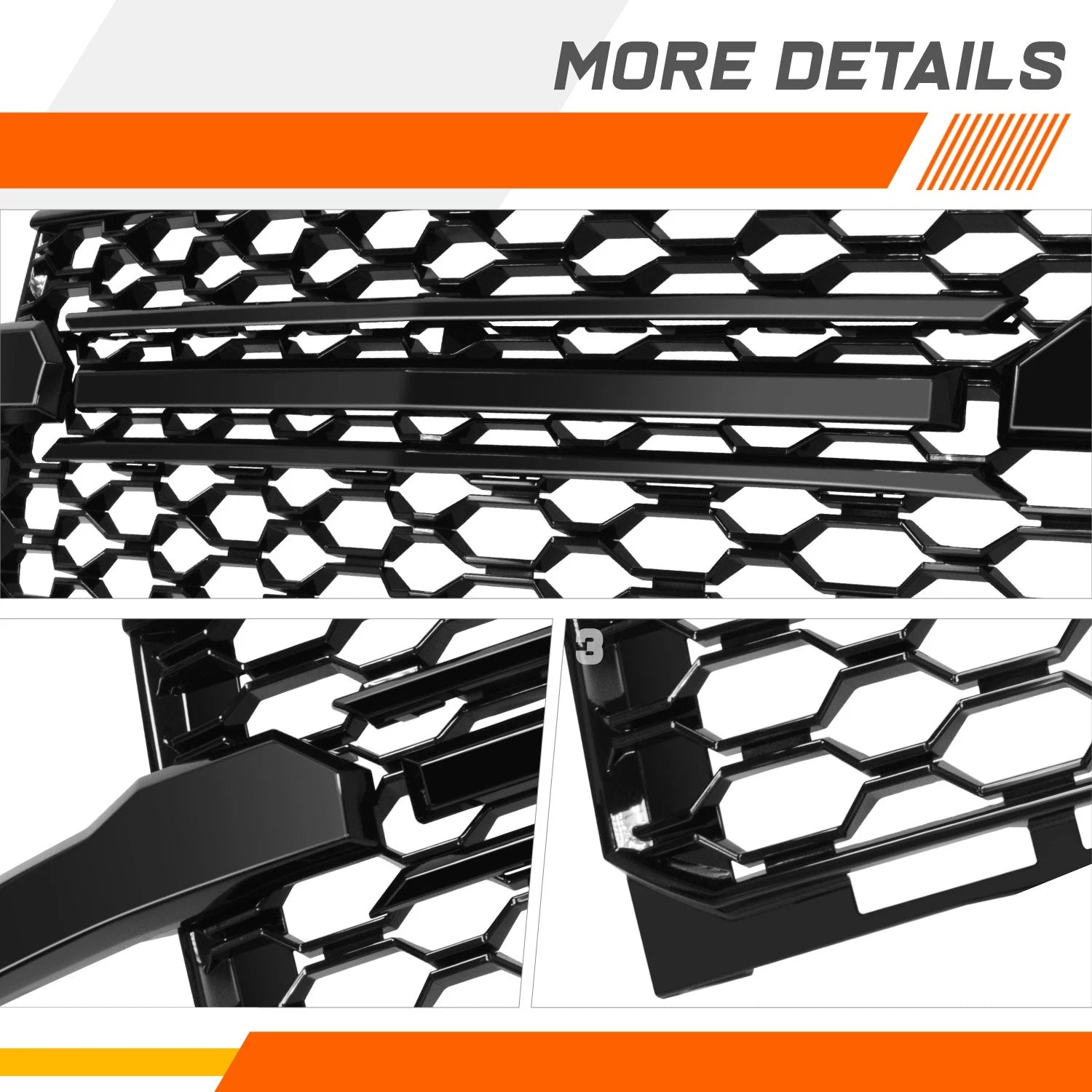 Front Bumper Grille for Chevy Silverado 1500 LTD WT Custom Trail Boss (2019–2022)