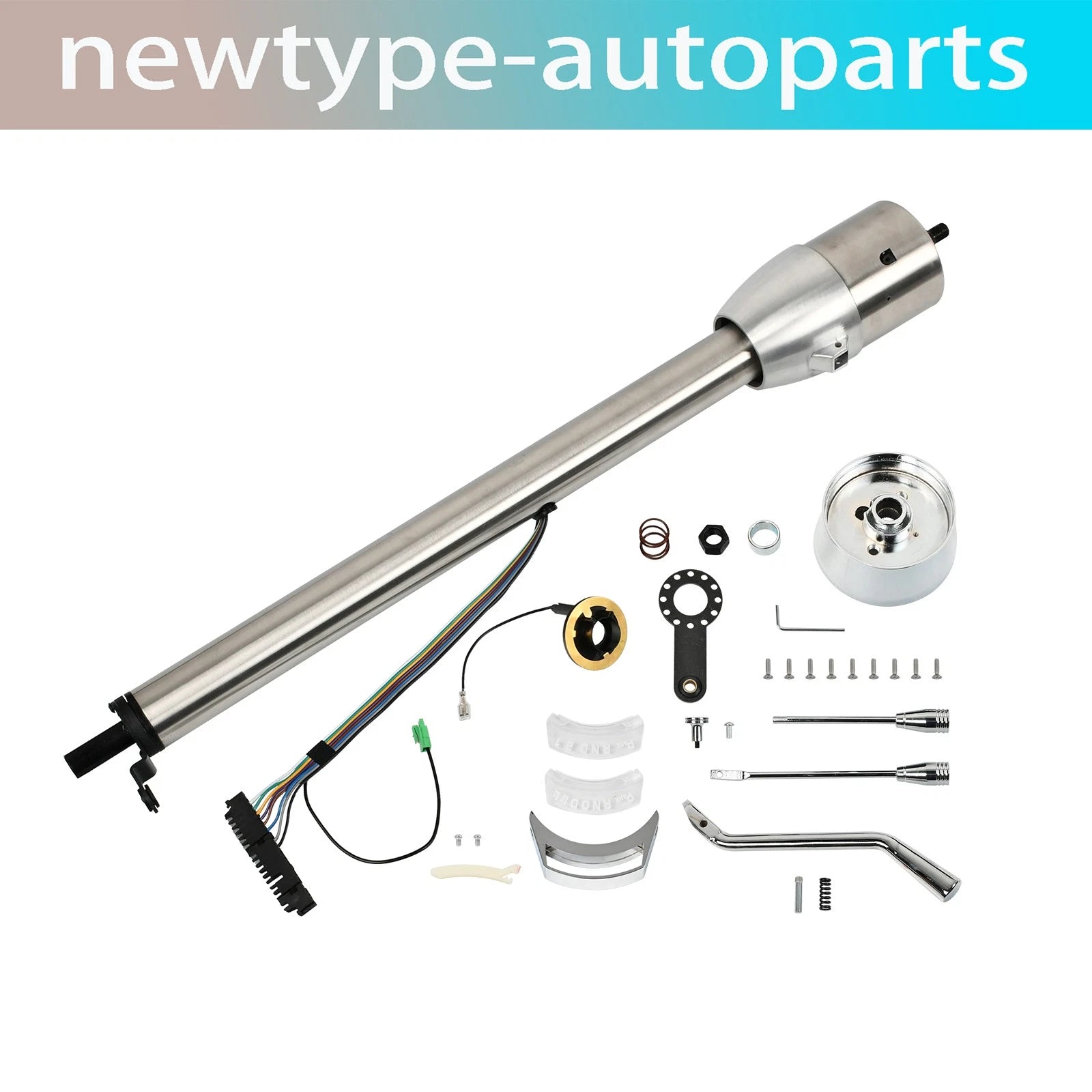 32" Stainless Steel Tilt Steering Column & Adapter for Universal Fit (No Key)