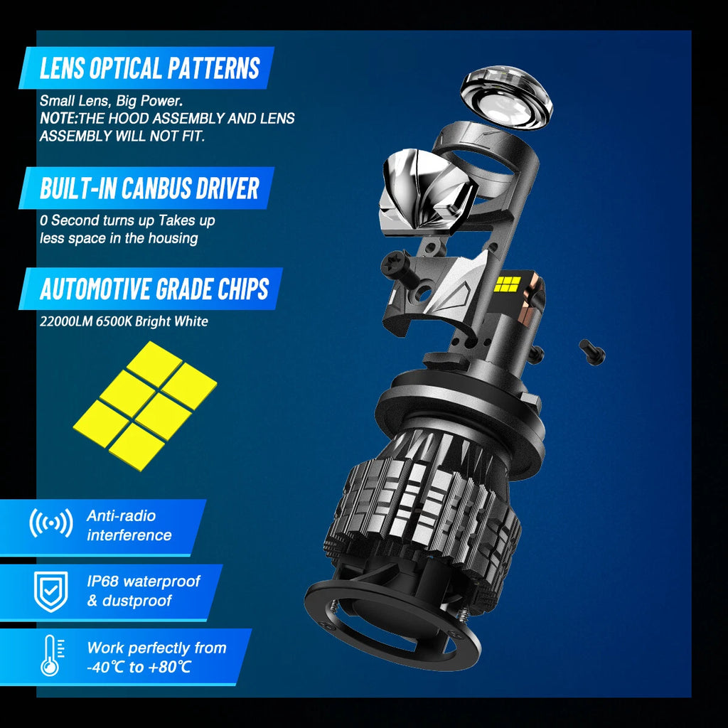 2X H4 H7 H11 LED Headlight Bulbs 120W 6500K for