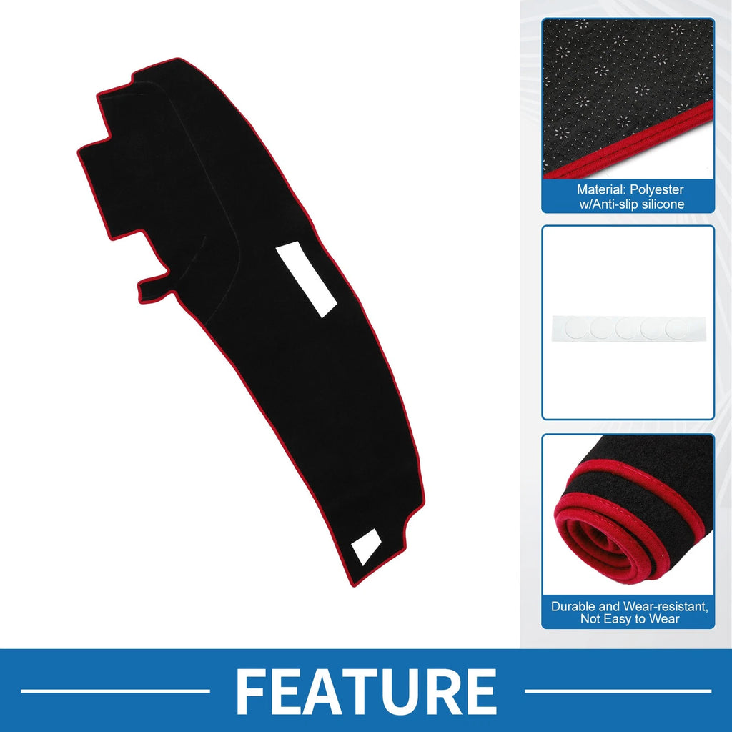 Dashboard Cover Mat for Ford Ranger (1989–1994) Black Red