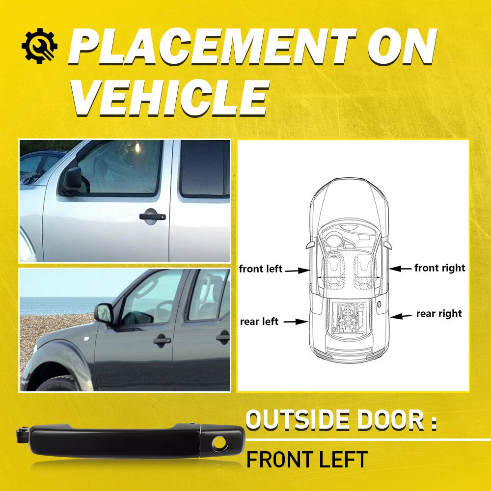 Front Left Door Handle for Nissan Frontier (2005–2015) Textured Black Plastic