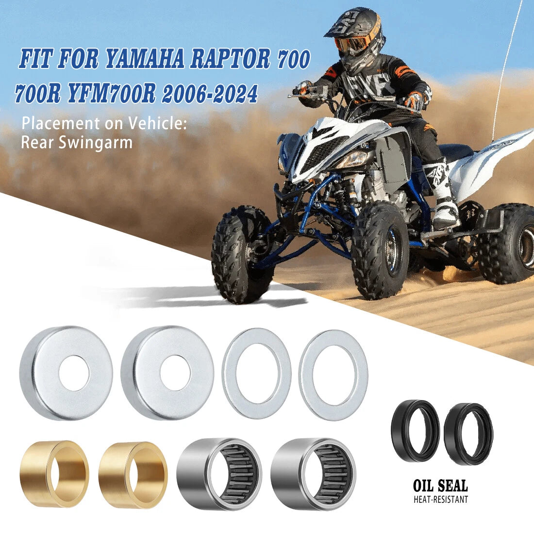 Rear Swing Arm Bushing Kit for Yamaha Raptor 700/700R YFM700 YFM700R (2006–2024)