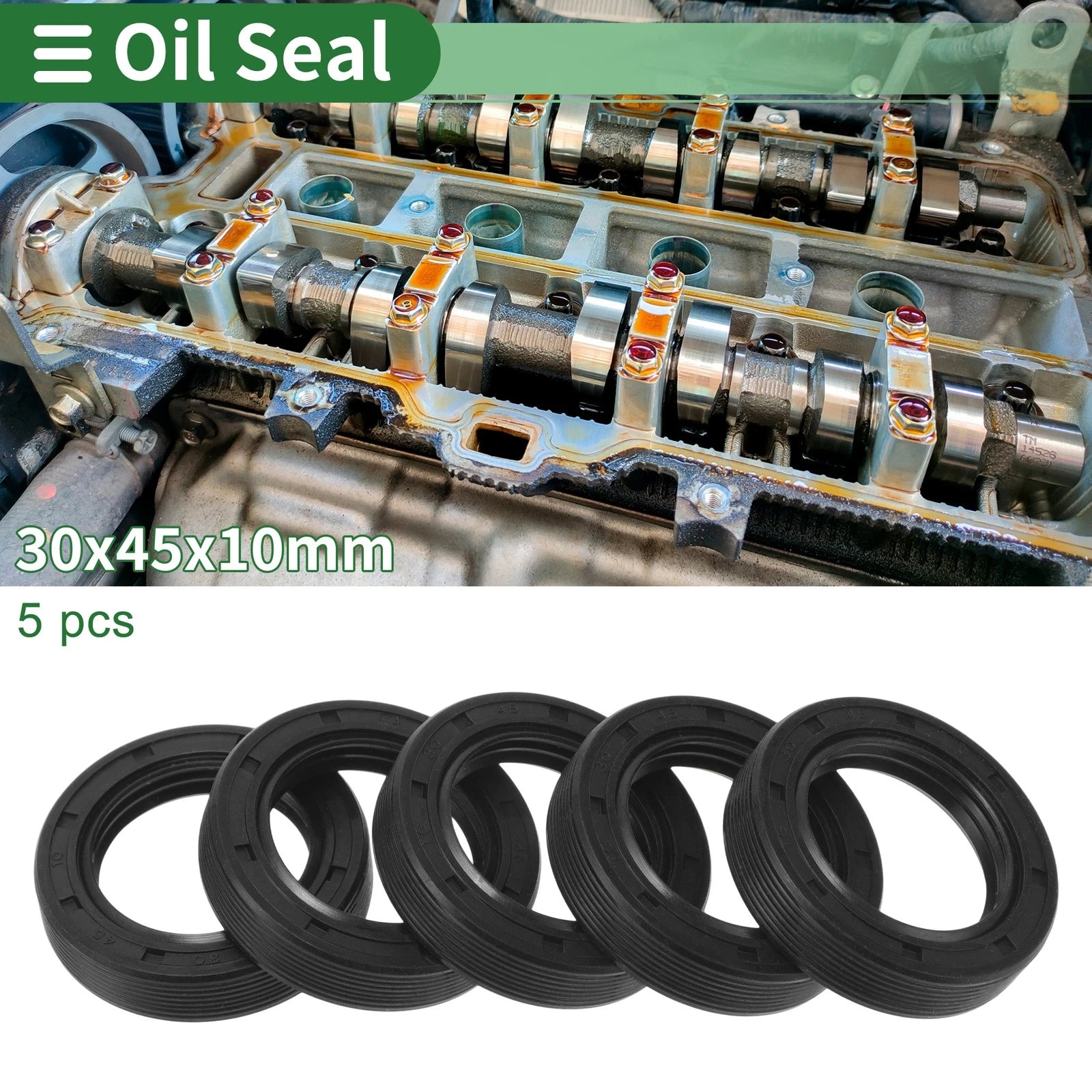 Set of 5 Oil Seal TG4 Lip Seal Ring NBR Rubber 30x45x10mm