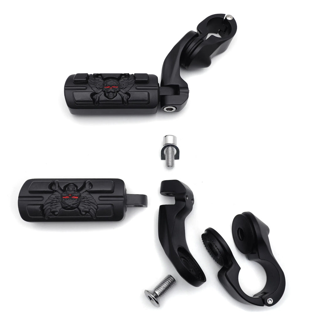 2.5" Black Pirate Skull Foot Peg Kit for Harley SuperLow XL883 (2011–2020)