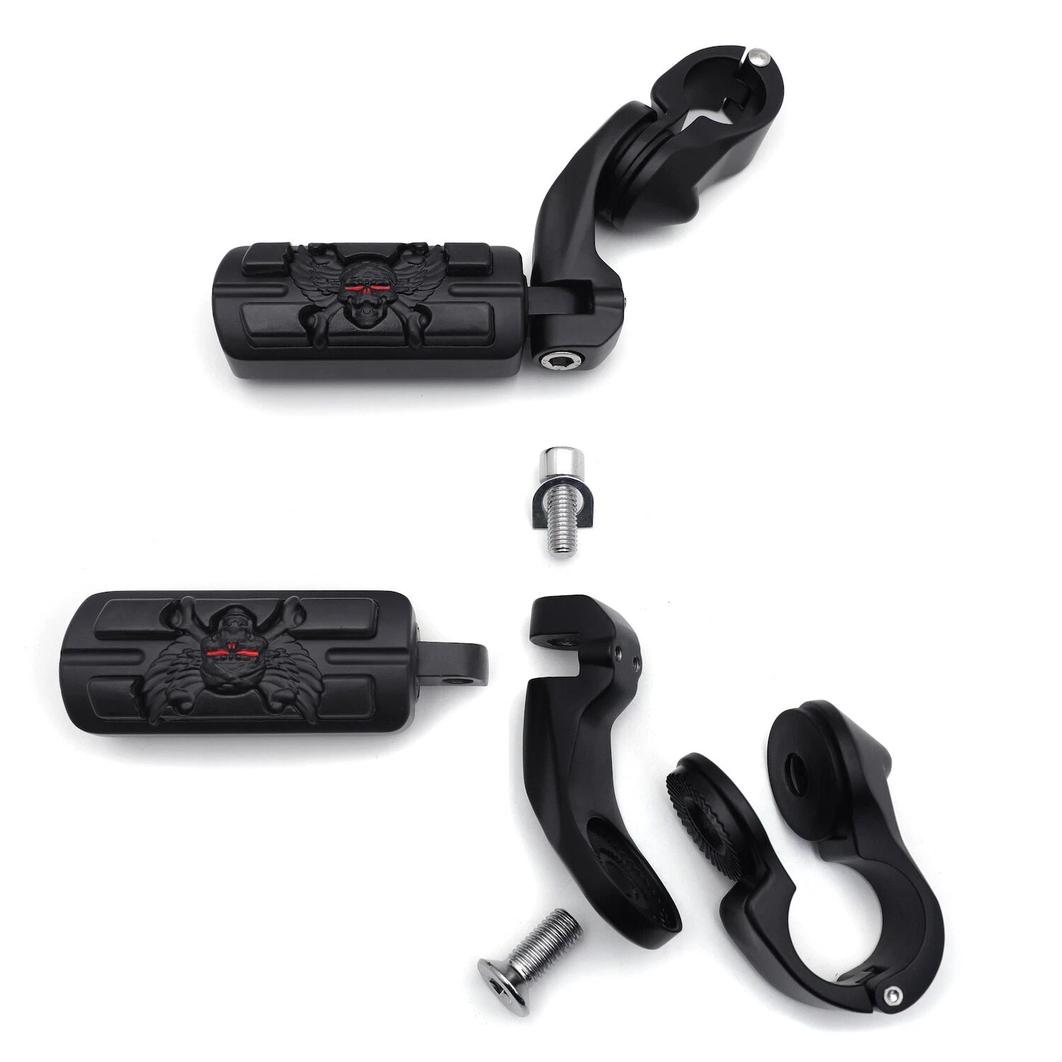 2.5" Black Pirate Skull Foot Peg Kit for Harley SuperLow XL883 (2011–2020)