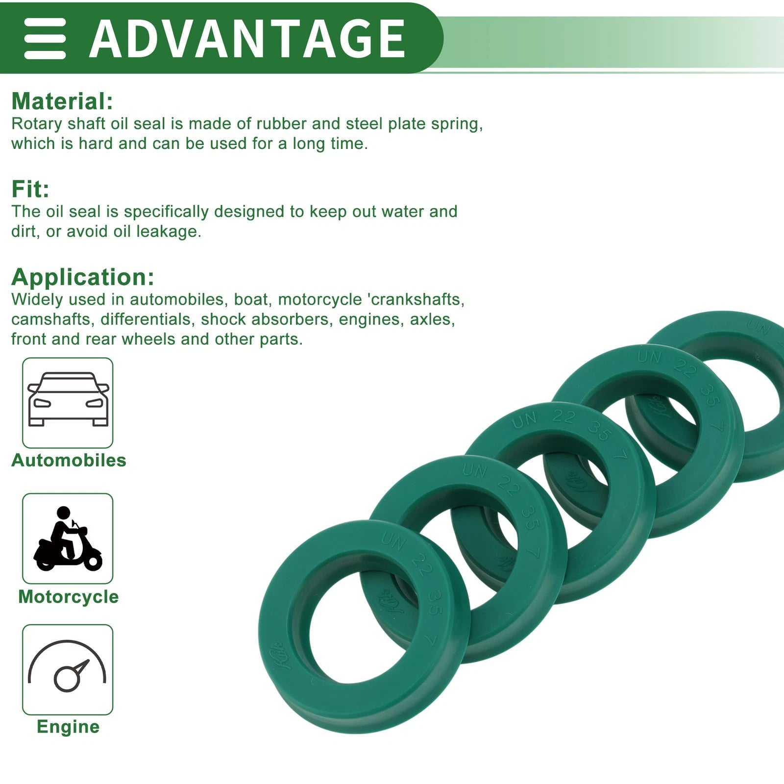 Set of 5 Oil Seal Rotary Shaft Seal 22x35x7mm High Pressure for Various Models