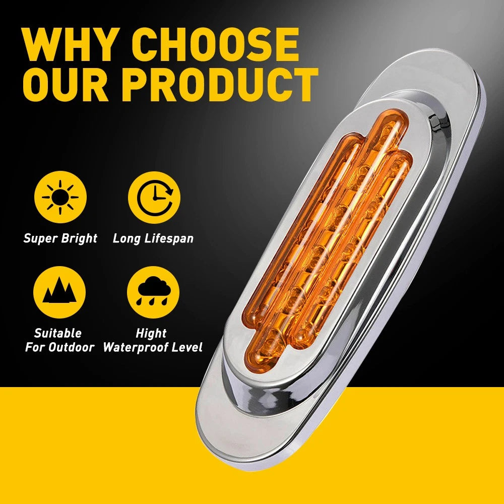 Set of 4 LED Oval Side Marker Lights for Truck Trailer