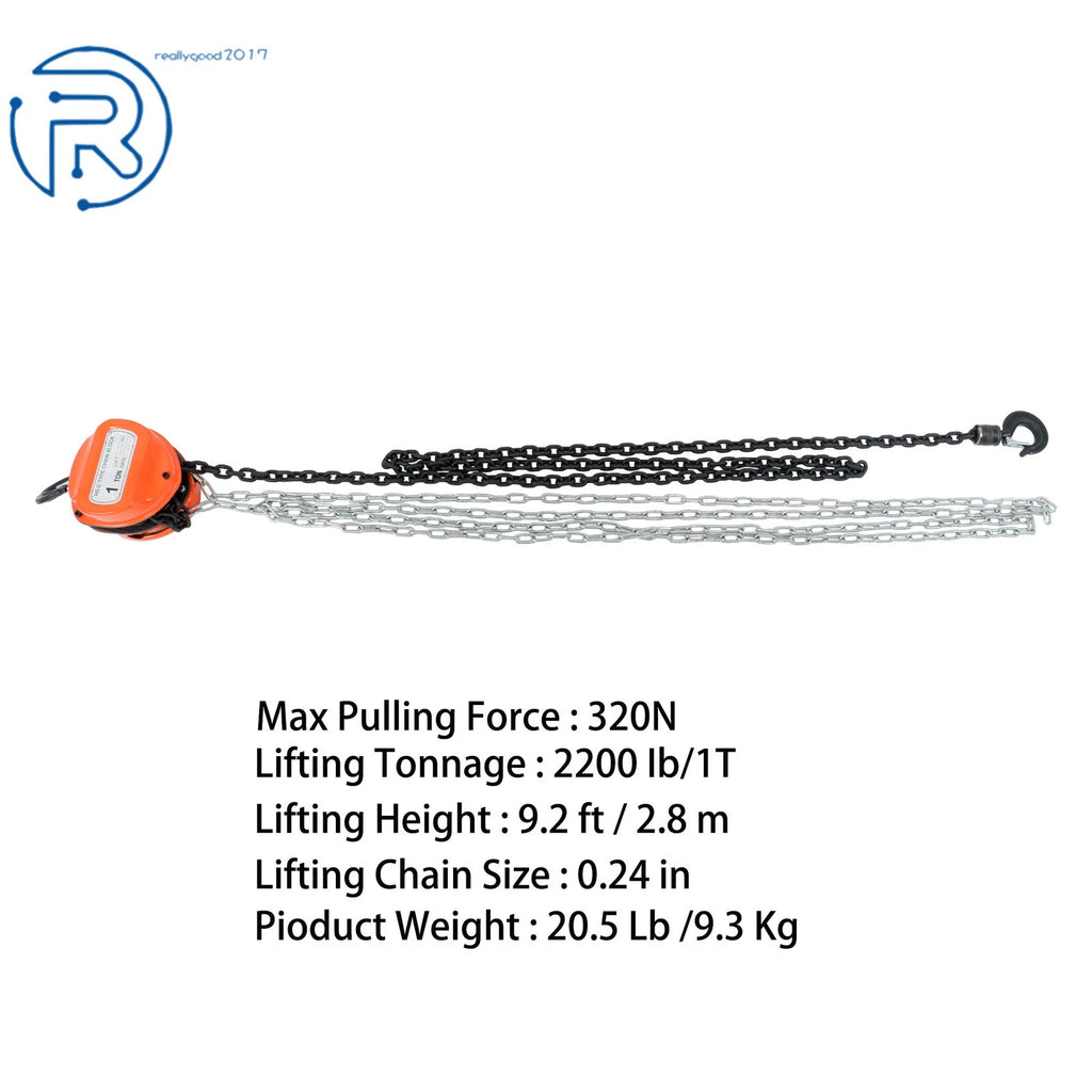 Manual Chain Hoist for 1 Ton Capacity (10ft Lifting Height)