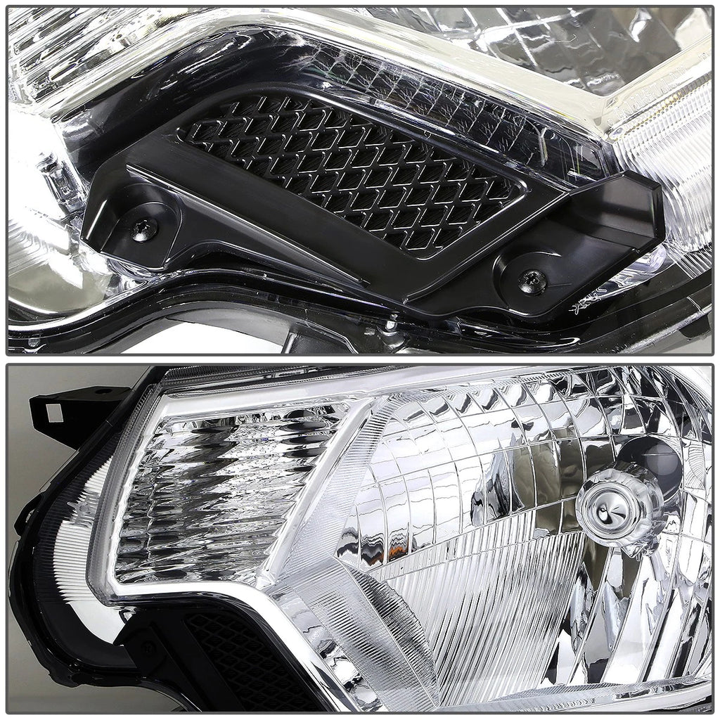 Pair Chrome Housing Amber Corner Headlights for Toyota Tacoma (2012–2015)