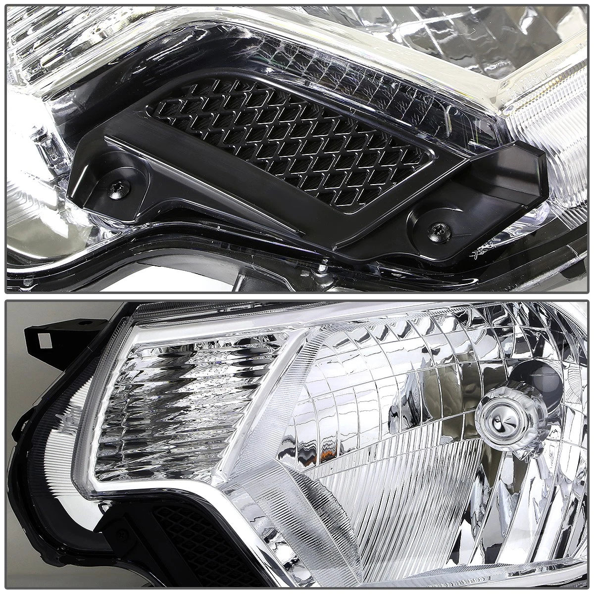 Pair Chrome Housing Amber Corner Headlights for Toyota Tacoma (2012–2015)