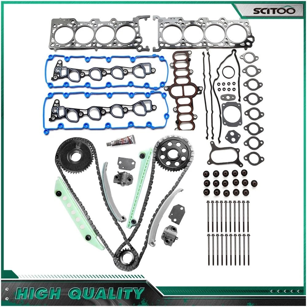 Head Gasket Set with Bolts & Timing Chain Kit for Ford E-150 (1997–1999)