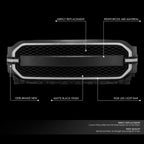 Black Badgeless Honeycomb Mesh Front Grille for F-150 (2021–2023) w/RGB LED DRL