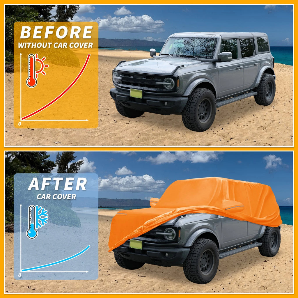 Waterproof Car Cover for Ford Bronco Sport (2021–2023) Orange Cotton Zipper