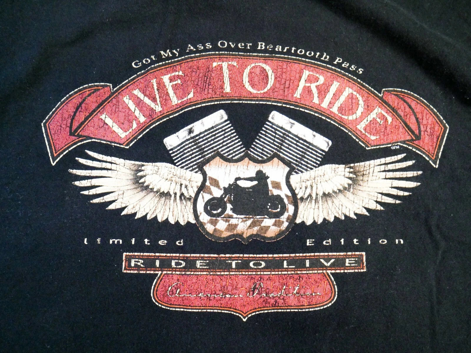 Montana Limited Edition "Live to Ride" Vintage Biker T-Shirt for Men (M)