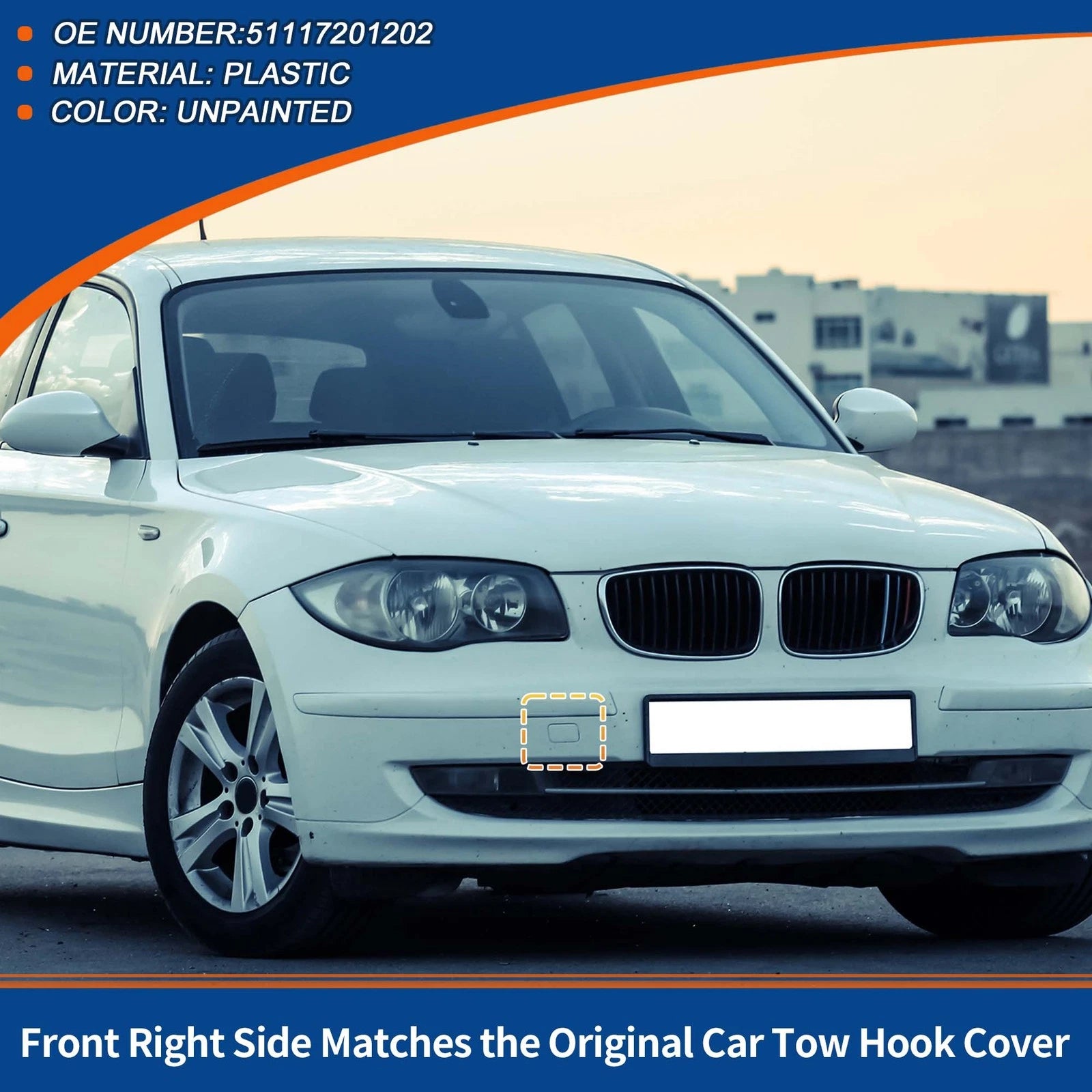 Tow Hook Cover for BMW 1 Series E81 (2004–2013) No. 51117201202 Unpainted