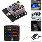 8 Way Circuit LED Fuse Box Holder for Universal Applications
