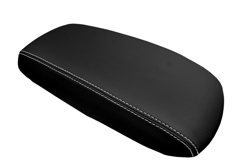 Leather Console Lid Armrest Cover for Ford Escape (2001–2004) White Stitch