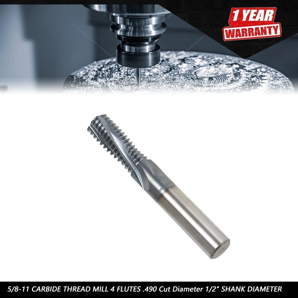 Carbide Thread Mill for 1/2" Shank (4 Flutes)