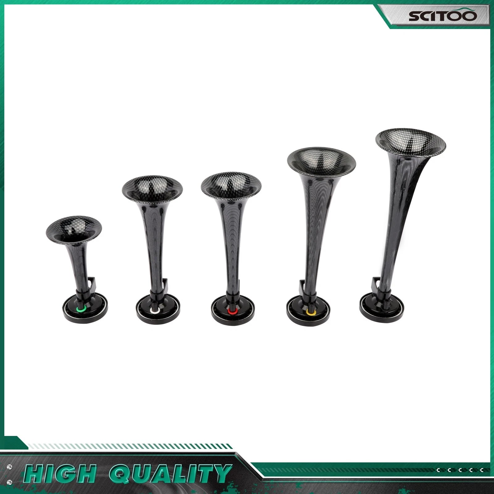 5 Trumpet Air Horn for Car Truck Train (Gray Plastic)