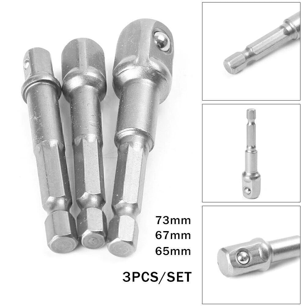 3X Socket Adapter Set for Impact Driver Drill Bits (65/67/73mm)